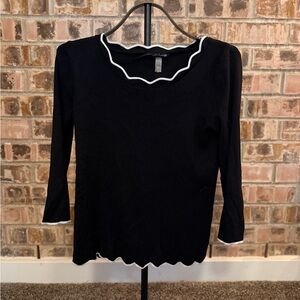 Cable & Gauge Black Top with White Scalloped Trim